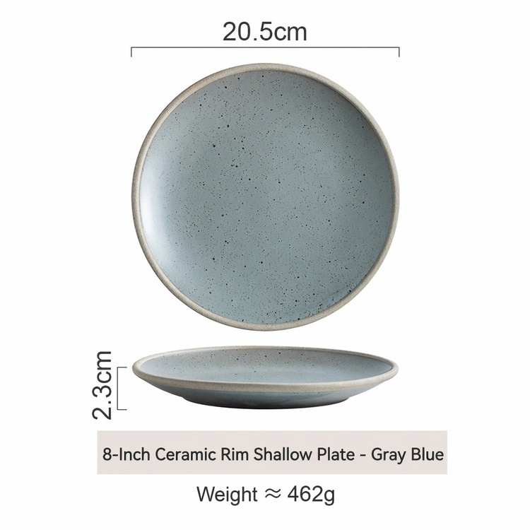8 inch round gray blue