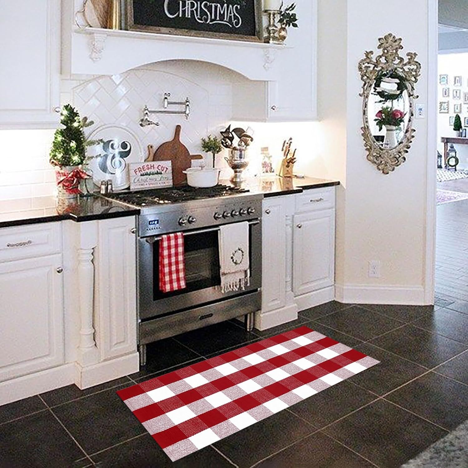 Red and White Plaid Color