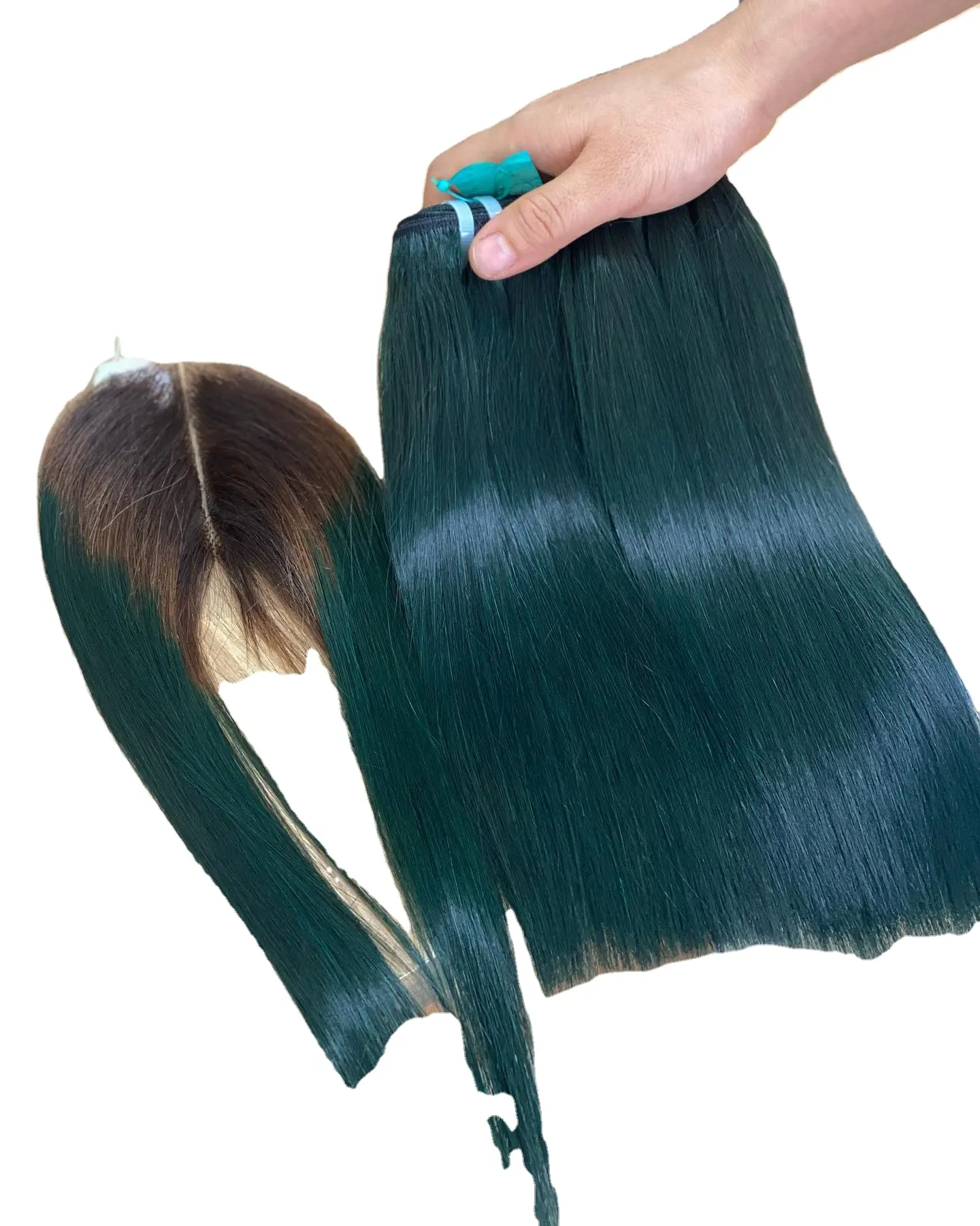 Extensiones de pelo humano vietnamita, accesorio de cabello natural ombré con cierre de encaje, color verde natural, 2 por 6, venta al por mayor, 100%
