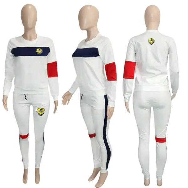 Roupa de treino feminina personalizada com logotipo personalizado, roupa de treino branca de veludo para corrida, roupa de treino feminina 2024