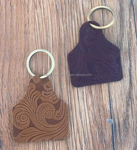 Chaveiros em couro com estampa floral, chaveiros de couro genuíno personalizados em forma única e estilo ocidental, feitos à mão
