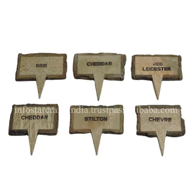 Sabonete de madeira natural, marcadores de giz com bolsa pistolada para nome de queijo, etiquetas de alimentos