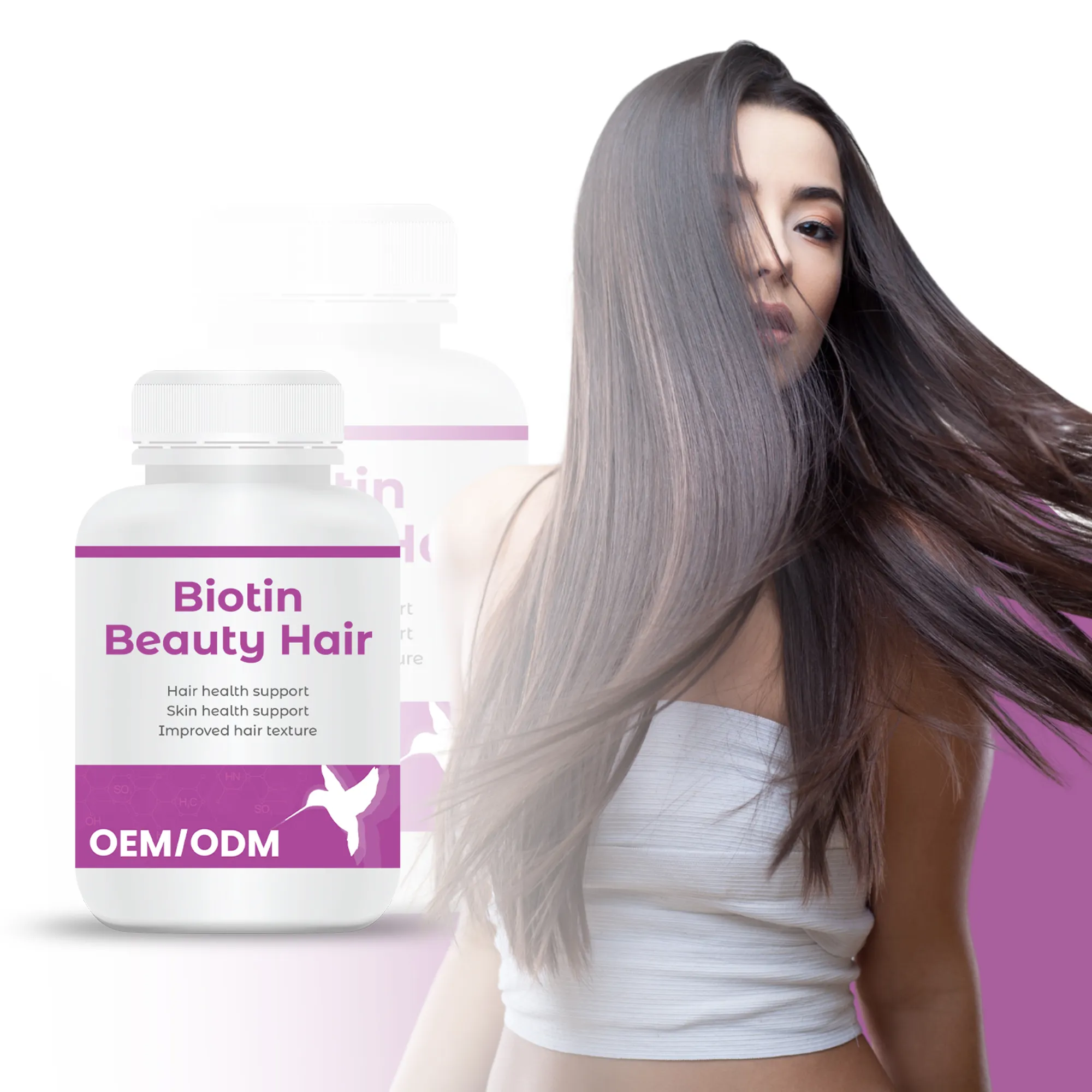 OEM Naturnahrungsergänzungsmittel Reines Biotin Kapseln Shampoo Biotin Keratin Kollagen für das Haarwachstum