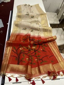 Banarasi Phong Cách Tinh Khiết Mềm Muga Cotton Với Màu Sắc Đầy Đủ resham Dệt Jamdan Pallu Làm Việc Một Phút Vải Saree Áo Truyền Thống - Product Image 6