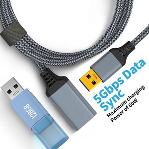 <strong>1</strong>/<strong>2</strong>/3M Nylon Braided <strong>USB</strong> 3.0 Male-To-Female High-Speed Transmission Data Cable Computer Camera Printer Extension Cable - Product Image 3