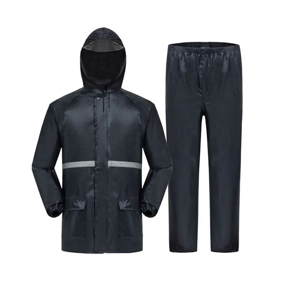 2023 Logotipo personalizado Impermeável Adulto Reflexivo Rain Hoodie Jacket Calças Set Rain Suit Para Venda