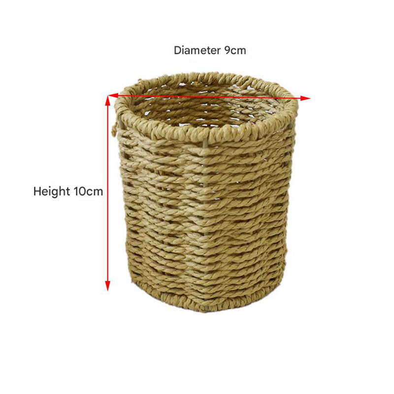 Paper string office pen holder, diameter 9 cm, height 10 cm