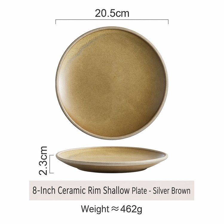 8 inch round silver brown