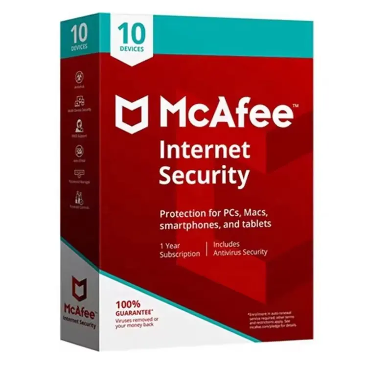 Meilleures ventes Nouveau McAfee Internet Security 1 An 10pc Logiciel Antivirus Plus Email Multi User pour Pc Mac Android Mcafe