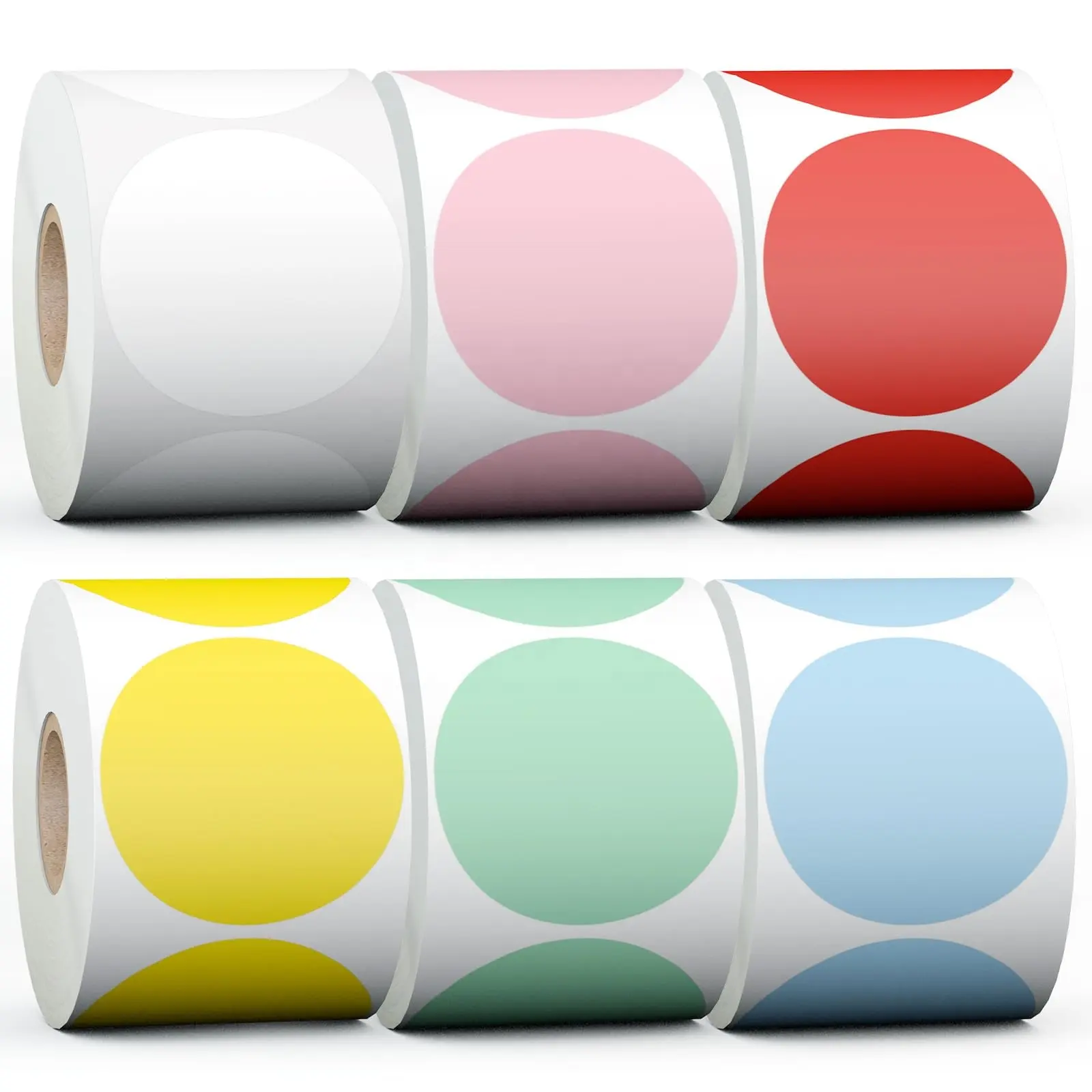 Etiquetas térmicas directas redondas autoadhesivas circulares de 50x50, etiquetas adhesivas en rollo multiusos para diseño de logotipo DIY