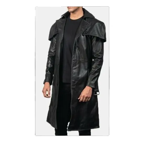 2023 Herenmode Zwart Lederen Trenchcoat | Full Length Black Duster Coat | Lederen Overjas Gemaakt Door Pruikpingindustrie