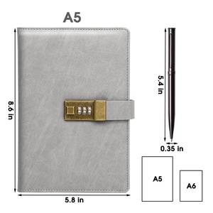 Cuaderno con bloqueo de código Diario Popular Bloc de notas Pu A5 Logotipo personalizado Contraseña Diario privado - Product Image 1