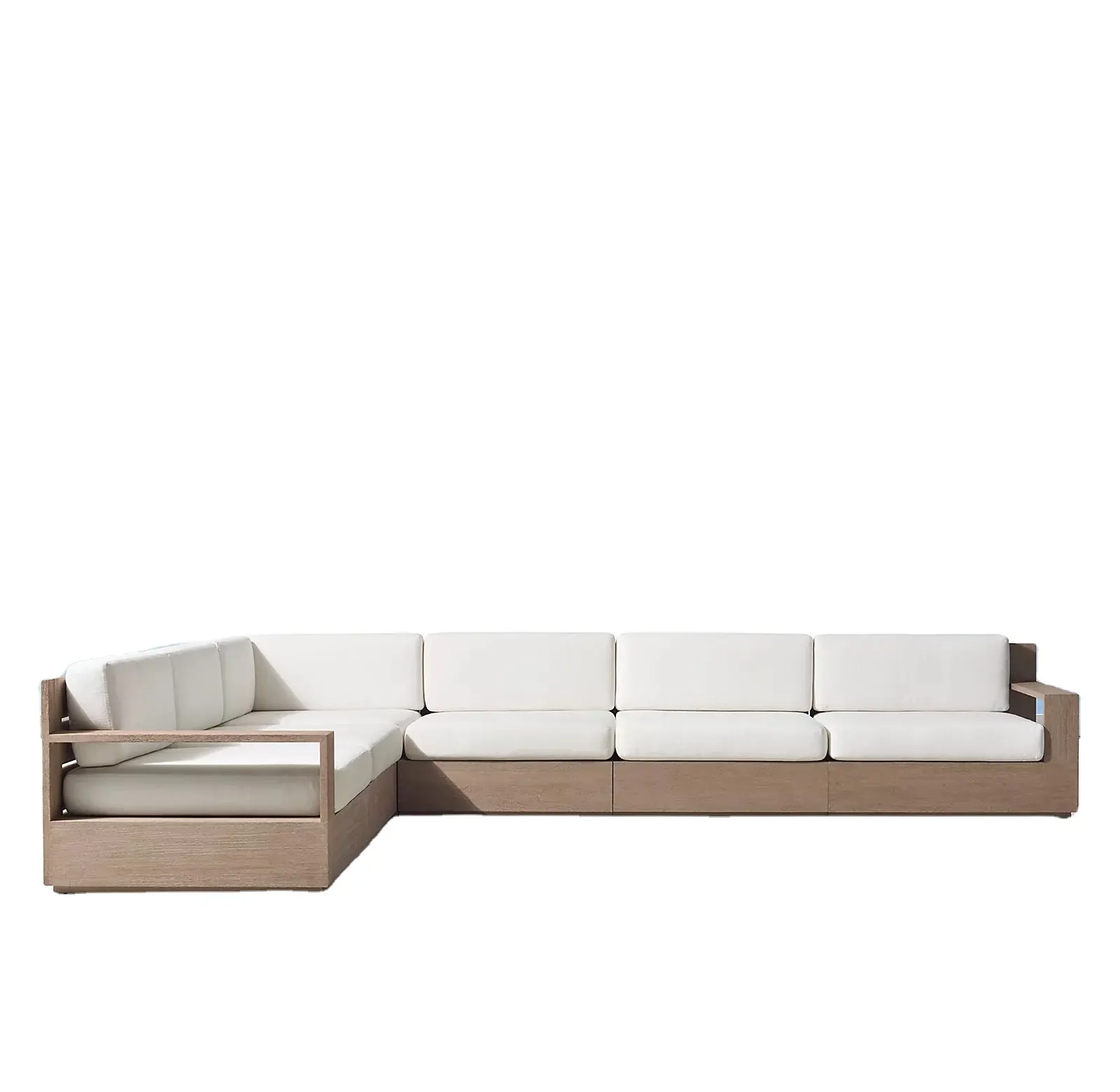 Luxo móveis de madeira teca mobiliário de jardim ao ar livre móveis seccional conjunto de sofá de madeira de teca madeira maciça de assento profundo