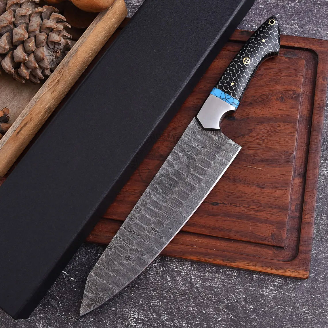 Black Honeycomb & Turquoise Stone