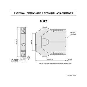 M3L Series, M3LT Universal Signal Conditioner - Thermocouple <strong>Input</strong>, Isolated <strong>Output</strong>, AC or DC powered Signal amplifier (1) - Product Image 3