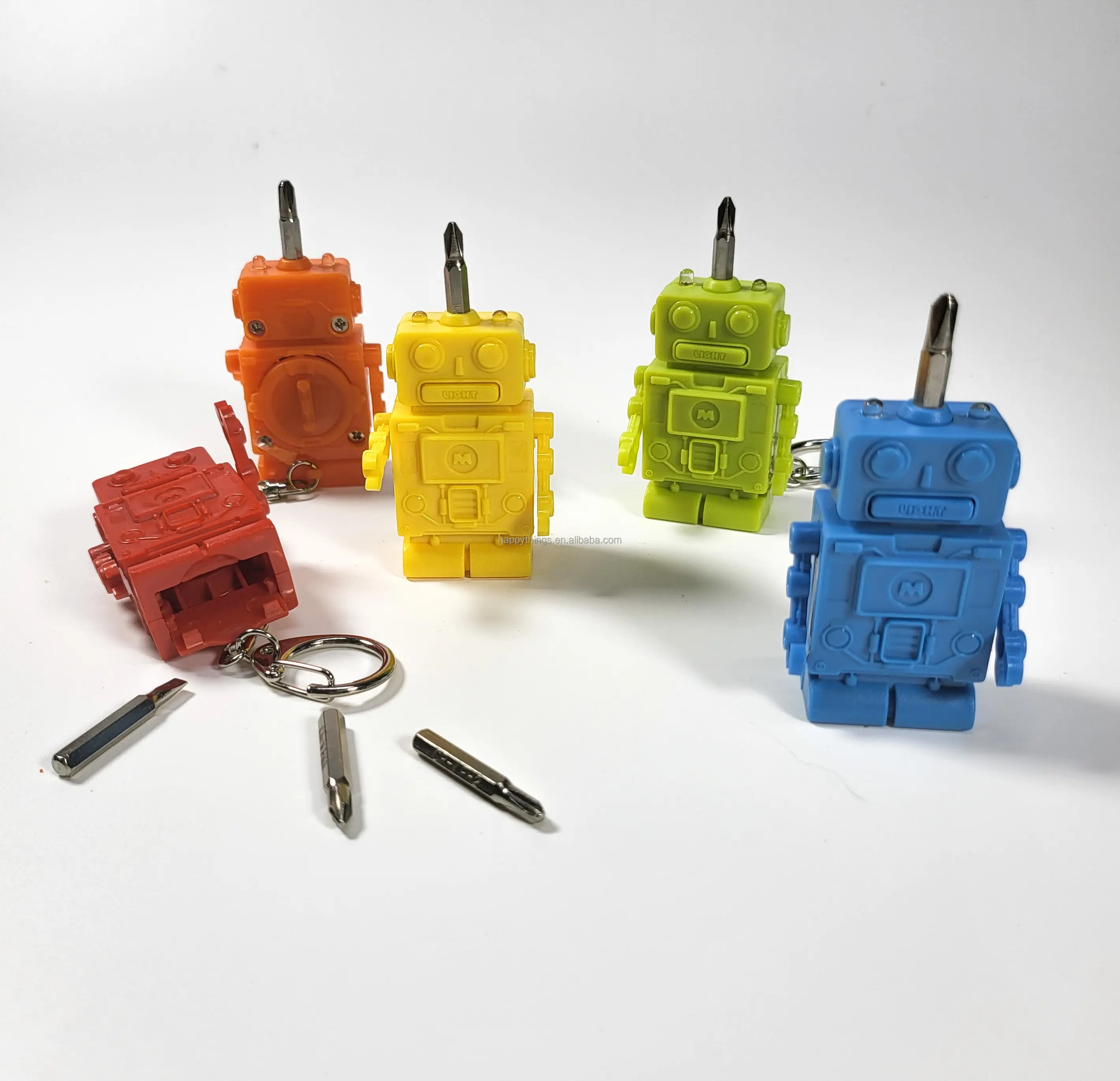 Conjunto de herramientas múltiples con minilinterna, llavero de plástico, Robot de estilo, regalos de recuerdo
