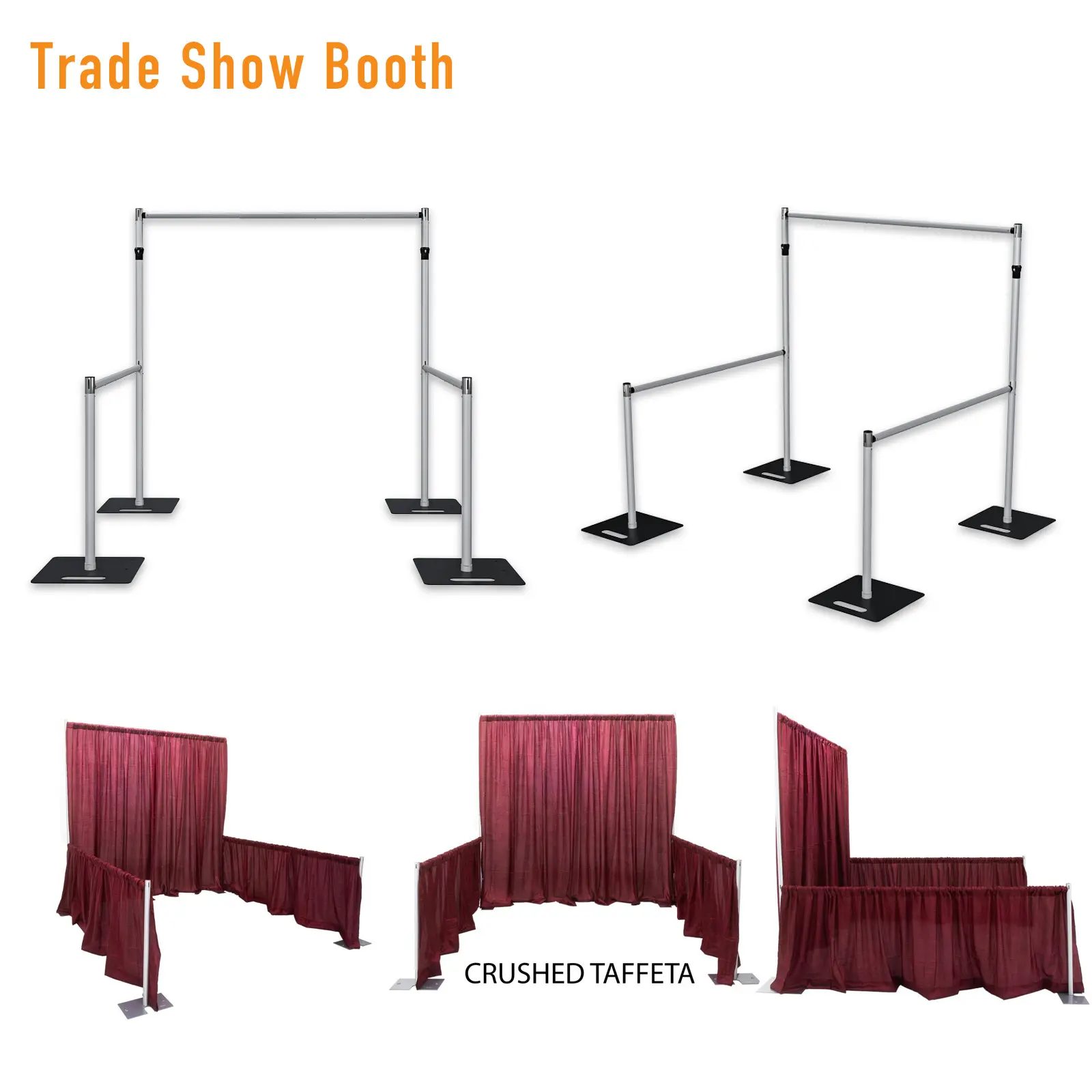 Única Indústria Padrão Trade Show Evento Registro Booth Pipe E Drape Kits Banner Stand Backdrop Stand 10x10