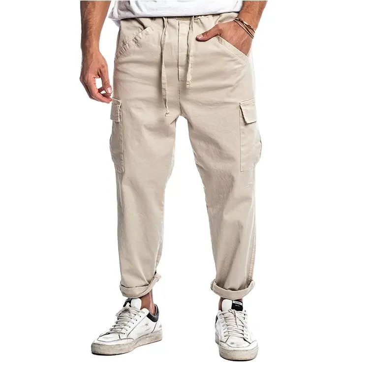 Özel OEM erkek moda Joggers spor pantolon rahat pamuk kargo pantolon spor Sweatpants hafif yeni stil yapılmış spor