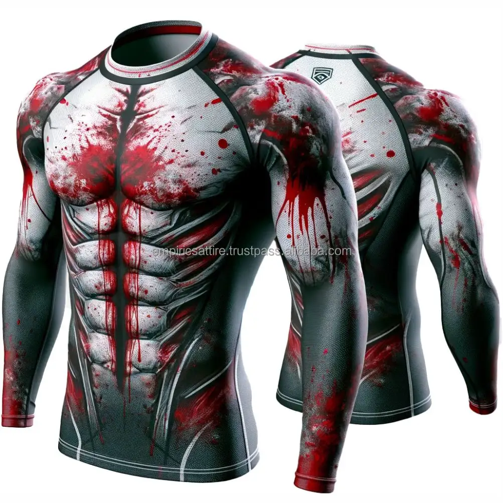 Unisex sublimado MMA/hombres No-GI Rash Guard Custom Flex Men RASHGUARD camisa de compresión para adultos bordada 10 Uds