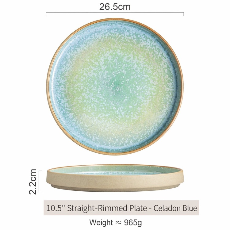 10,5 pouces rond bleu céladon