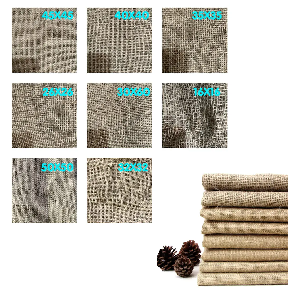 In Viscose Linen Vải 100% Đay Vải Hessian 6060 Đay Vải Dệt Vải Bố Cuộn Cho Túi Đay Bảng Vải