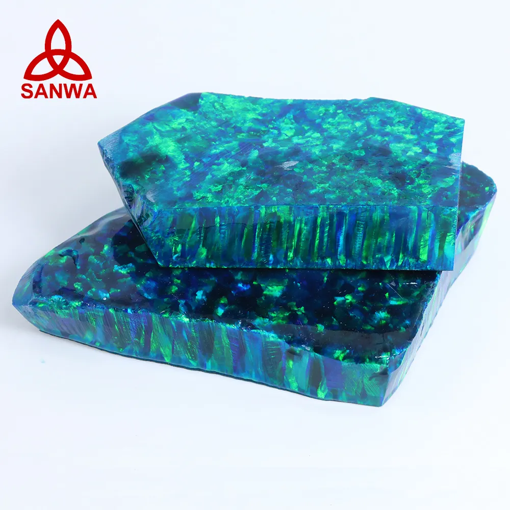 Sanwa gelatina sintetica giapponese opale OP502 pietra grezza blu materia prima prezzo di fabbrica diretto per la creazione di gioielli OEM