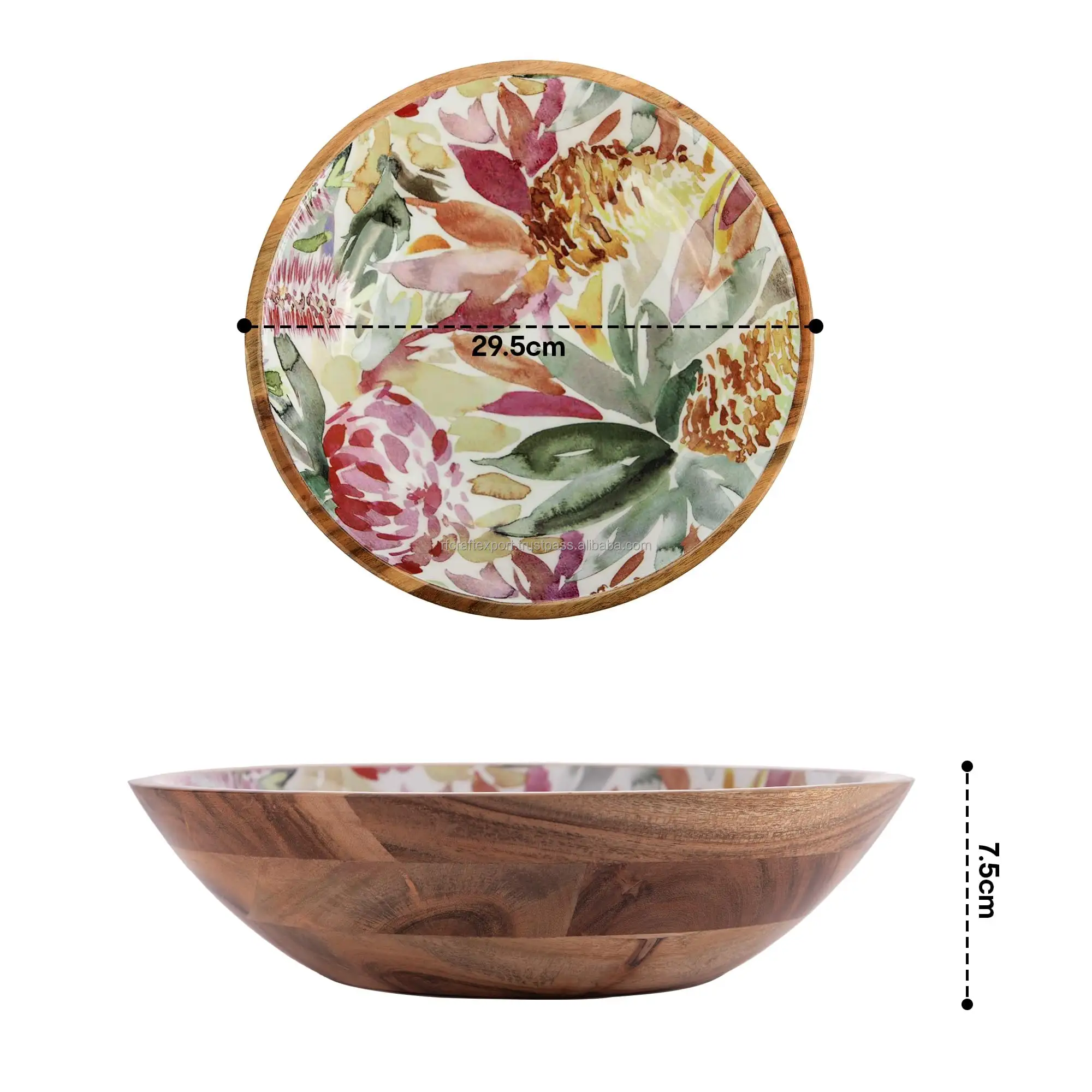 Nouveau Design attrayant bols de service côté intérieur émail imprimé dessus de Table décoration salade servant arc par RF Crafts