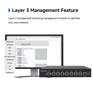 Conmutador POE gestionado RJ45 de 120W y 10G de alta velocidad, conmutador Ethernet de red troncal de 10Gbps, solución Realtek SFP SNMP QoS - Product Image 3