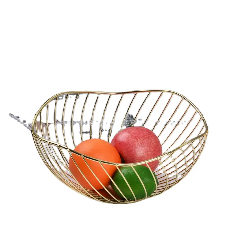 Cesta De Frutas Forma De Meia Bola Design Antigo Banhado A Ouro Metal Fio Cesta De Armazenamento De Frutas Mais Recente Cesta De Ferro De Metal De Design