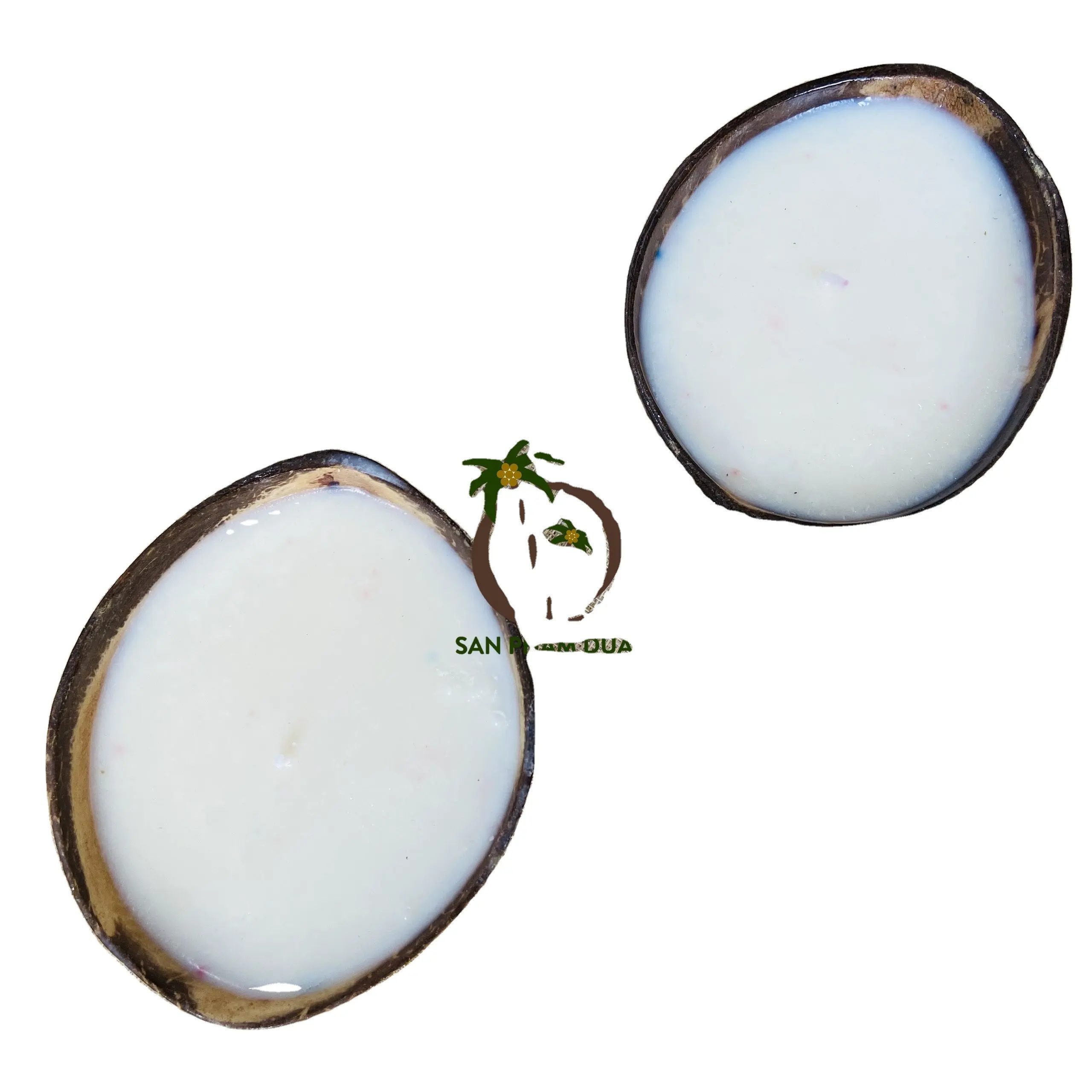 कोको थोक नारियल के खोल मोमबत्ती कटोरा/नारियल के खोल लकड़ी बाती के साथ मोमबत्ती सोया मोम और पाम मोम और कपास वियतनाम में बाती