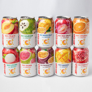 Peach Juice <strong>Drink</strong> From 50% Fresh Juice <strong>Puree</strong> with Pulp Enrich Vitamin C 330ml Can JBFresh Best Quality Tropical Fruit <strong>Drinks</strong> - Product Image 1