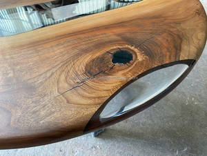 Clear Transparent Round <strong>Teak</strong>/Mango Epoxy Dining <strong>Table</strong> Elegant Modern Design with Elegant Round Edge Coffee End <strong>Kitchen</strong> Use Home - Product Image 6