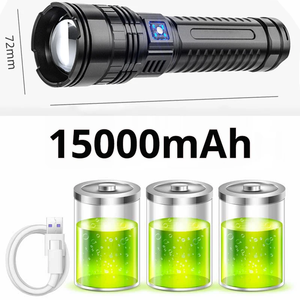 1000W được xây dựng trong pin flash ánh sáng đèn sân khấu khẩn cấp 9km 990000000lm mạnh mẽ nhất ngọn đuốc chiến thuật 15000mAh Sản phẩm an toàn - Product Image 2