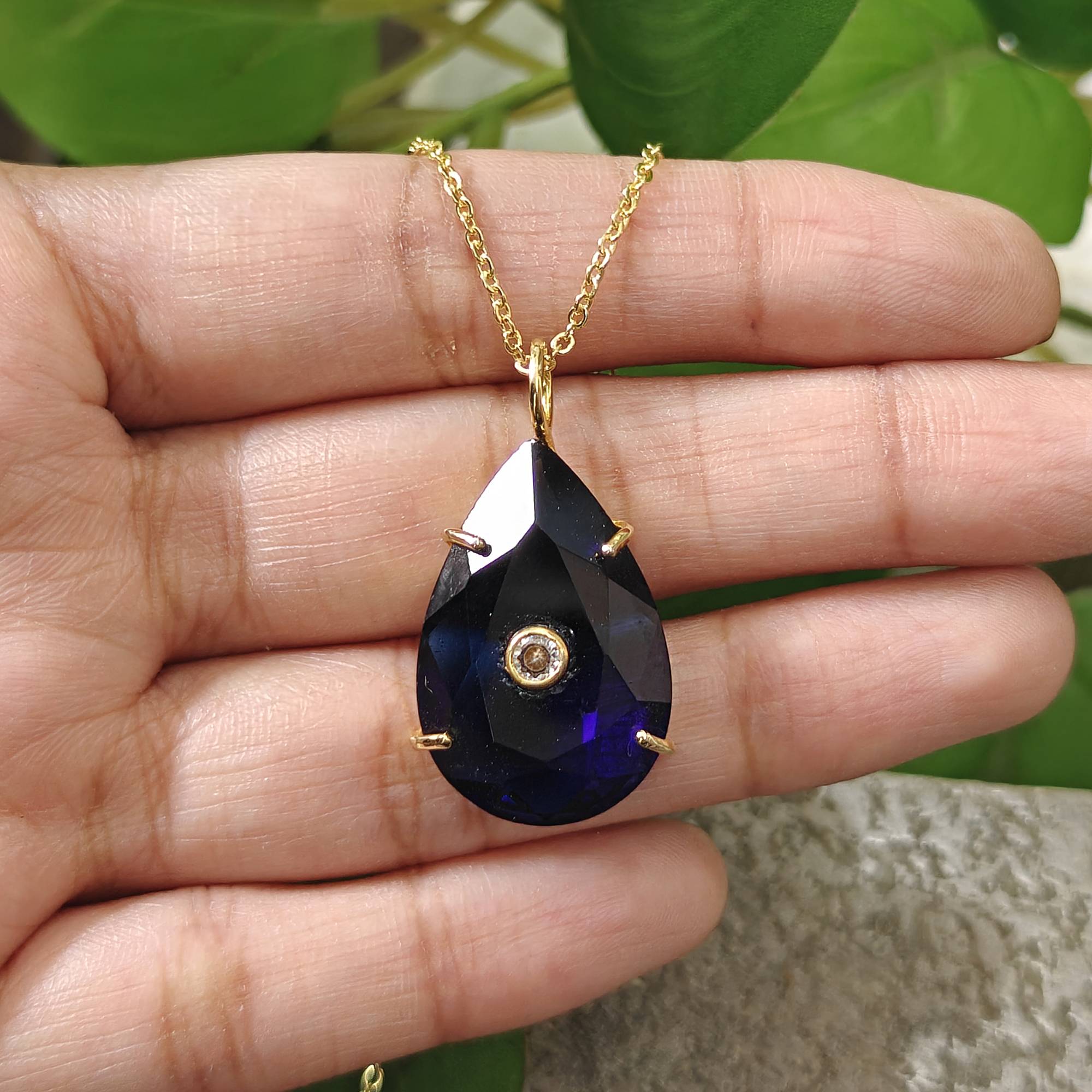 1. Iolite Blue Quartz & White CZ