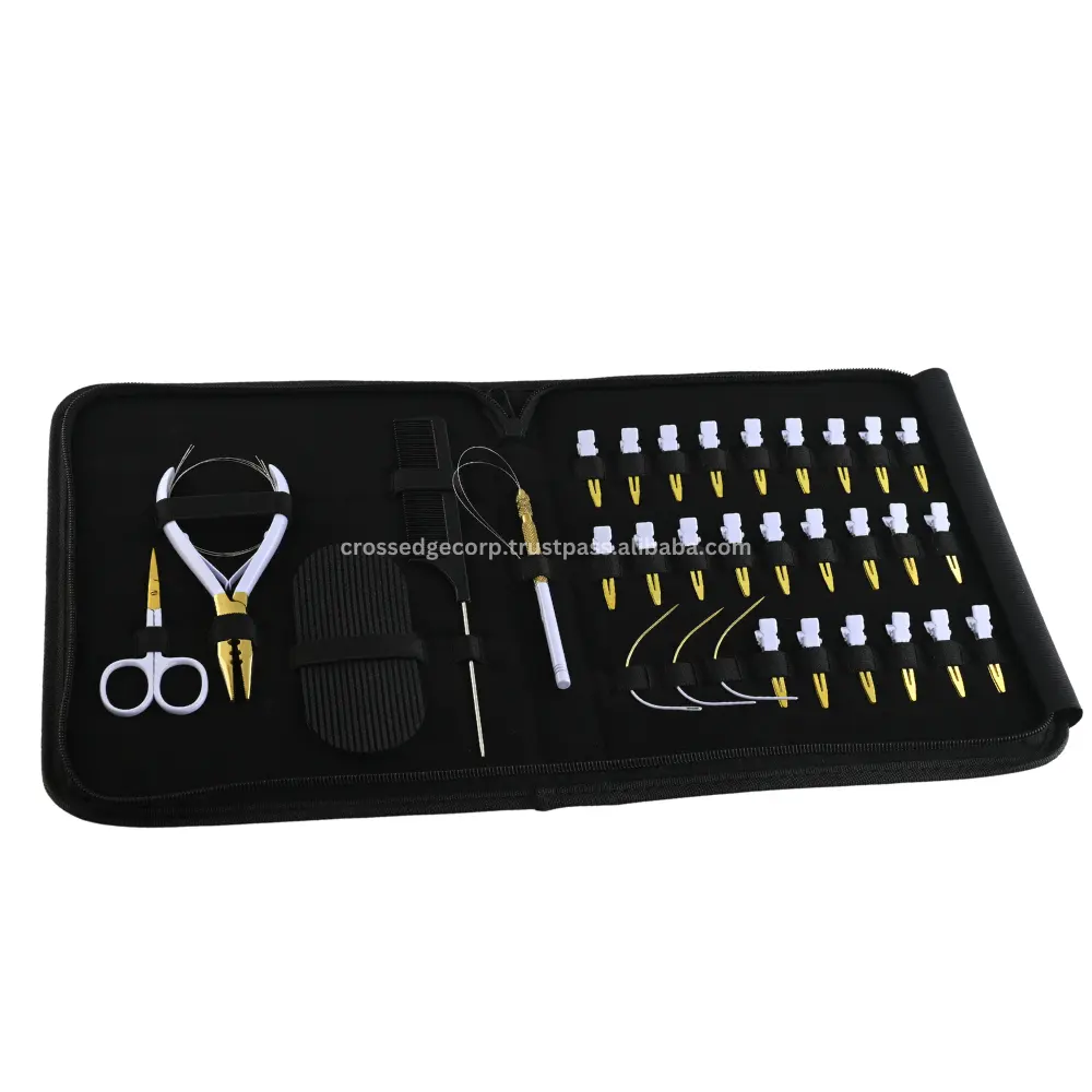 Kit de herramientas de extensión de pelo al por mayor dentro de herramienta de bucle de microperlas con 3 cables adicionales y mini tijera de corte de hilos a la venta