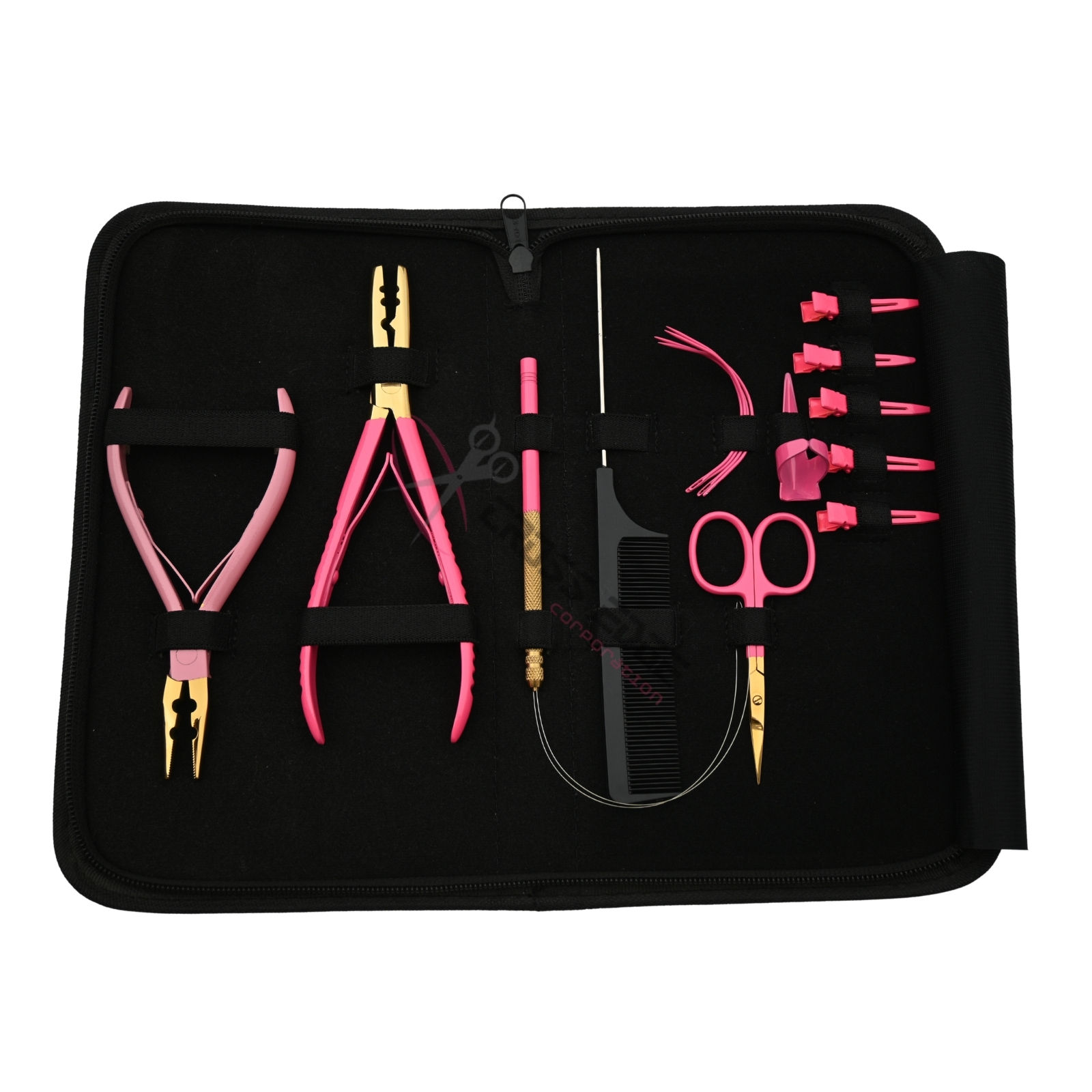Kit d'outils pour extensions de cheveux roses
