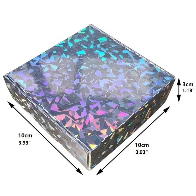 Mozaik gümüş holografik hediye kutusu yansıtıcı gümüş lazer ambalaj kutusu kozmetik ve makyaj ürünleri
