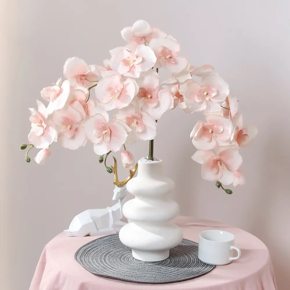 Venta al por mayor 78CM 8 cabezas alta calidad decoración del hogar orquídeas toque real flores artificiales