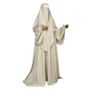 אבאיה <span class=keywords><strong>khimar</strong></span> סט 2 חלקים קרפ ג 'ז קרפ בלון שמלת מוסלים נשים dubai יוקרה הסיטונאי ג' ילבאב islamic