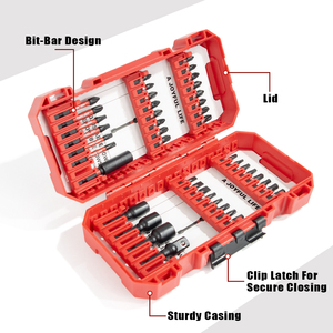 סט מקדחי פגיעה מפלדת S2, 43 חלקים, ערכת מקצועית לעבודות עץ עם מקדחים ומתאמי שקעים - Product Image 2