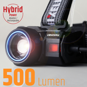 Yeni 500 lümen hibrid güç tip-c AA pil LED far taşınabilir açık cep feneri Zoom odak kontrolü ile