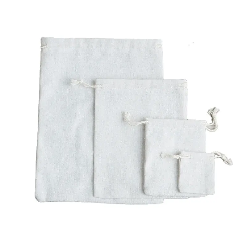 Pochettes de rangement personnalisées en coton de couleur naturelle, petits sacs à cordon pour bijoux cadeaux, sac à main, housse anti-poussière