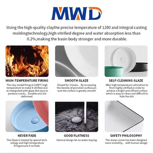 MWDモダン長方形ベッセルシンク丸角大理石亀裂テクスチャ浴室バニティベイシン - Product Image 6
