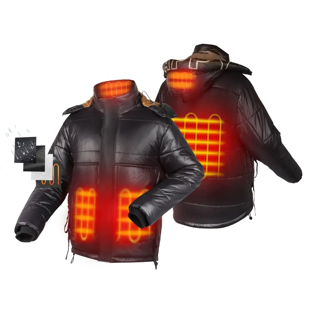 Chaqueta de calefacción inteligente USB de alta calidad abrigo de algodón acolchado Puff 7,4 V chaqueta de invierno tejido informal 100% poliéster