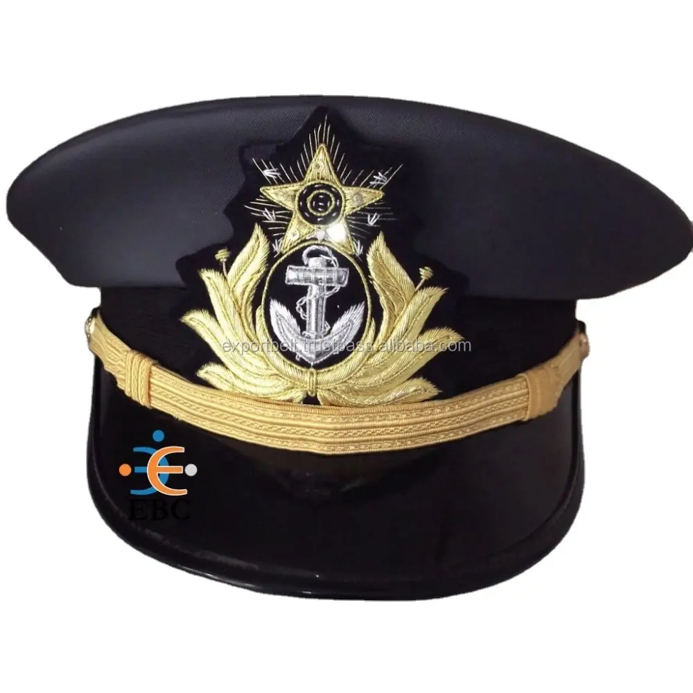 Cappello all'ingrosso bianco nero grigio cappello da marinaio con ricamo a lingotti Logo Patch Badge OEM uniforme Captain Cap