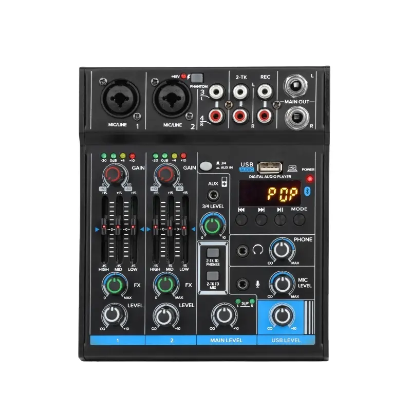 Depusheng M4 Mini Console di missaggio portatile Studio di registrazione USB Mixer Audio a 4 canali