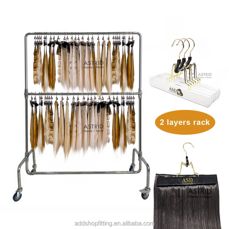 1 pc chrome rack + 70 pcs black hair hangers