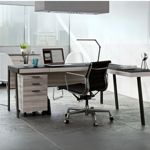 Escritorio ejecutivo compacto, mesa de oficina con almacenamiento de cajones, escritorio de trabajo de madera a precio de fábrica para uso de oficina - Product Image 5