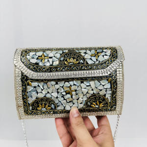 Elegant MOP Mosaic Clutch Ethnic Shell <strong>Inlay</strong> Sling Purse for Women Modern Polished Sculpture Vintage Wedding Sling Crossbody - Product Image 2