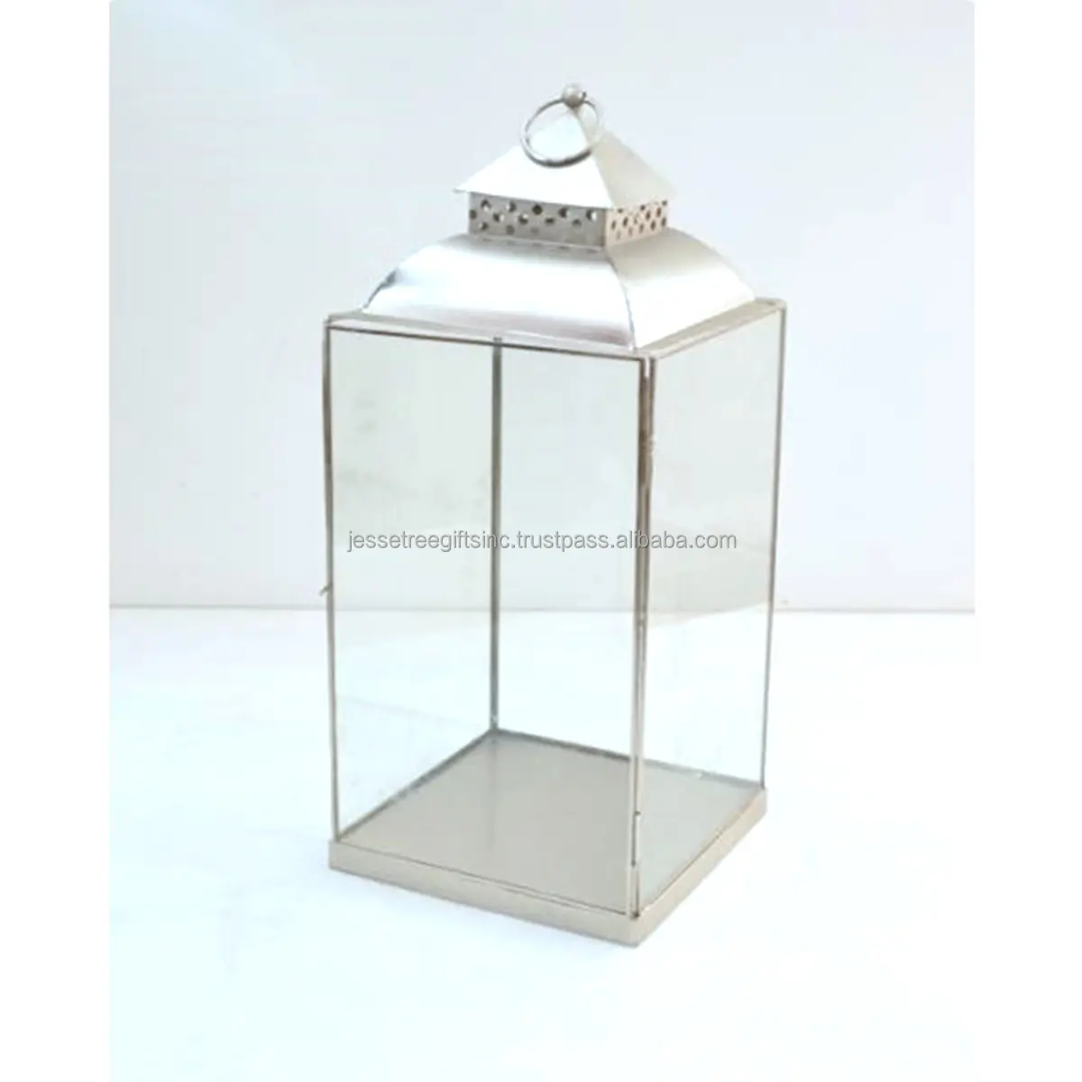Lamina di metallo e vetro appeso lanterna con lucido lucido finitura forma quadrata con girevole di qualità Premium per la decorazione domestica